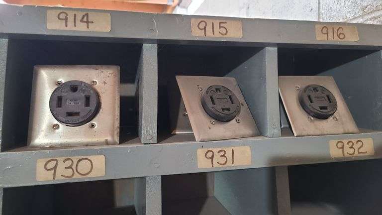 Contents of Bin: Wire, Outlets, Plugs, Incandescent Dimmer, Wall Plates, Duplex Receptacle, Switches