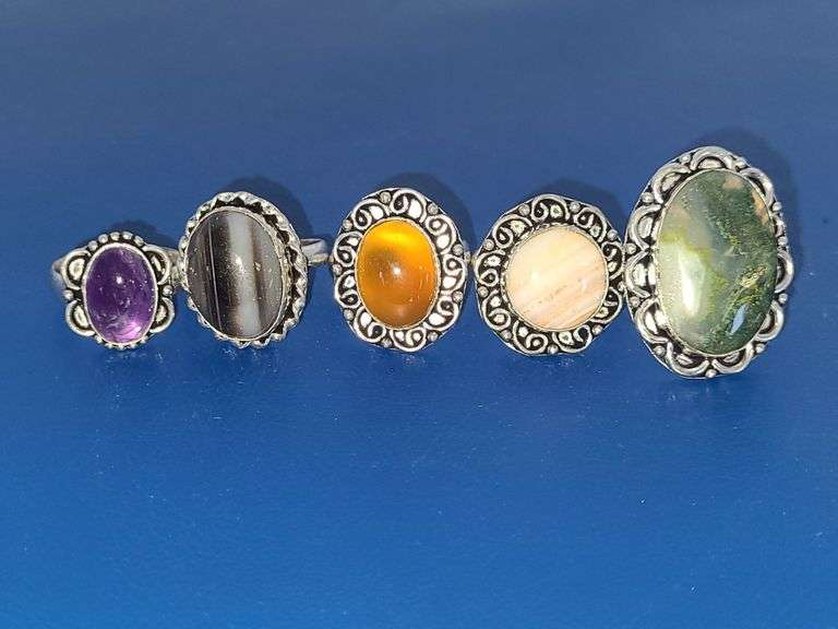 5) Ladies Gemstone Rings Sizes 8.5, 9, 9.5