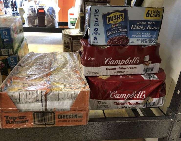 Top Ramen Chicken, Bush's Best Kidney Beans, Campbell's Cream Of Mushroom Soup, Campbell's Chicken N
