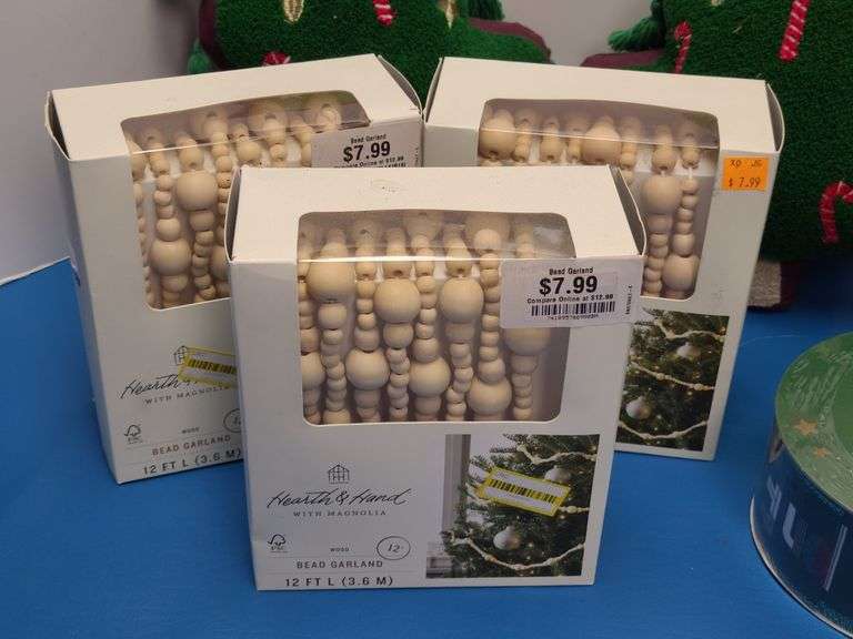 Christmas Garland, Ribbon, 2) Marble and Wood Trees, Christmas Tree Pillows