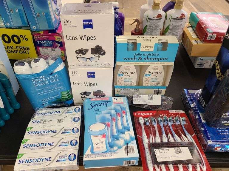 Lens Wipes, Shave Gel, Sensodyne, Aveeno Baby Wash & Shampoo, Secret, Colgate Toothbrushes