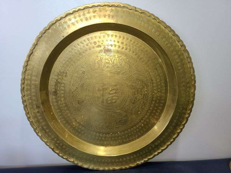 Assorted Brass Items (Candle Sticks, Plates and Vase)