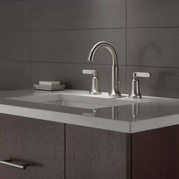 *Delta Alux Two Handle Widespread Spotshield Brushed Nickel Faucet