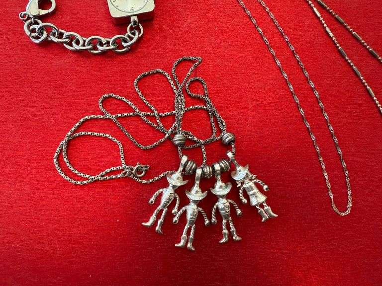 3) Necklaces, Watch