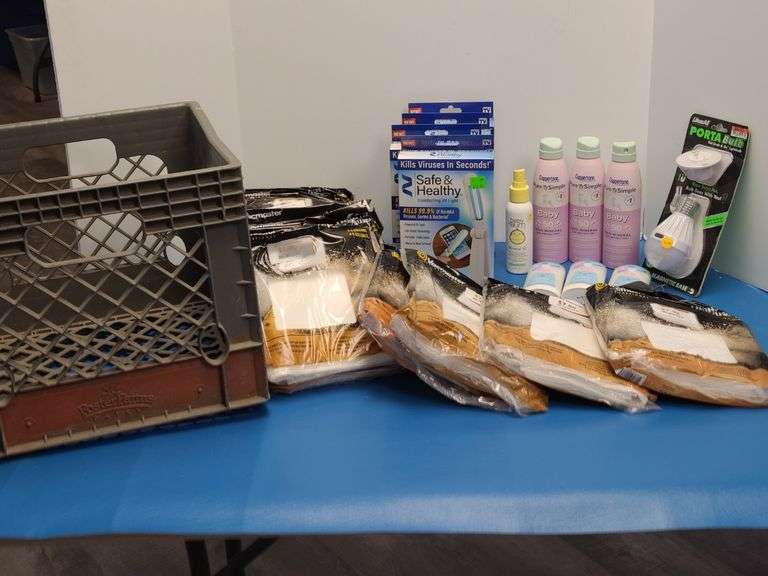 7) Baby Sunscreens, 4) Disinfecting UV Lights, Dust Bags, Milk Crate