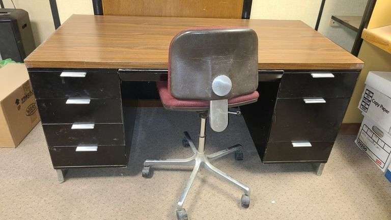 Metal Desk, Rolling Office Chair