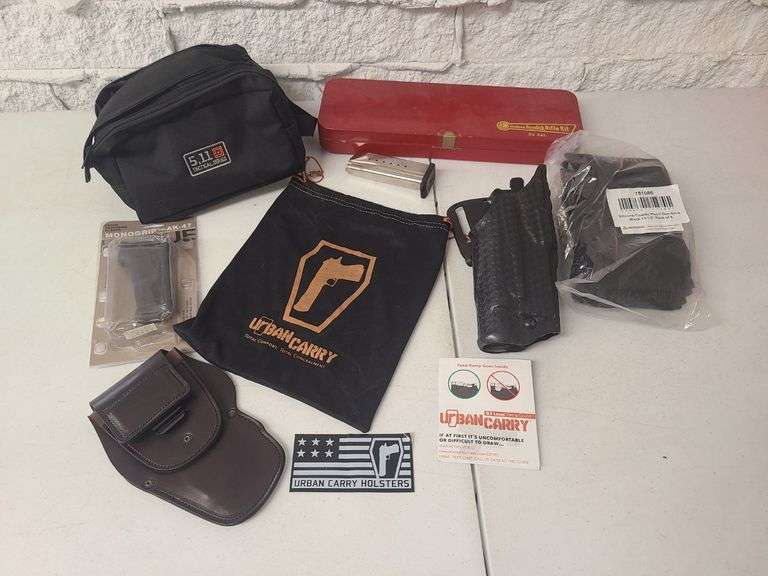 Pistol Holsters, Gun Cleaning Tools, Rifle Sleeve, Clip, Monogrip, Tactical Pack