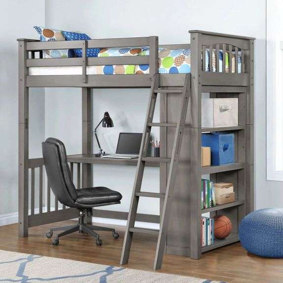 Maxson Twin Loft Bed With Desk And Bookshelf