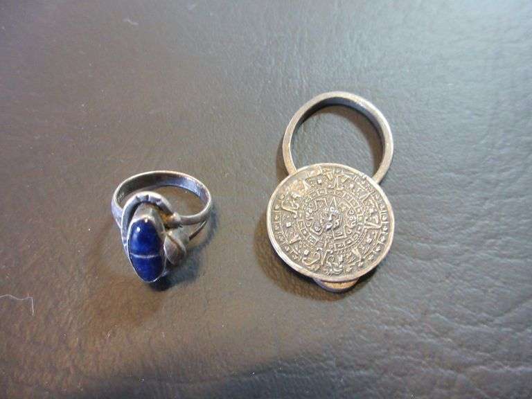 Sterling Silver Key Fob, Ring with Blue Stone