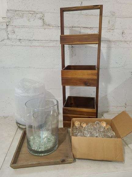 Organizer, Crystal Balls, 5) Candle Holders, Wooded Tray