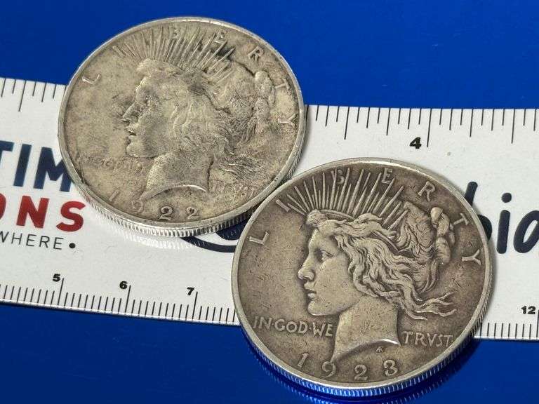 2 Peace Silver Dollars Consecutive