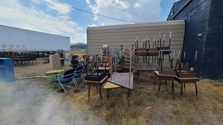 2) Tables, Assorted Student Chairs, 4) Desks, 3) Office Chairs
