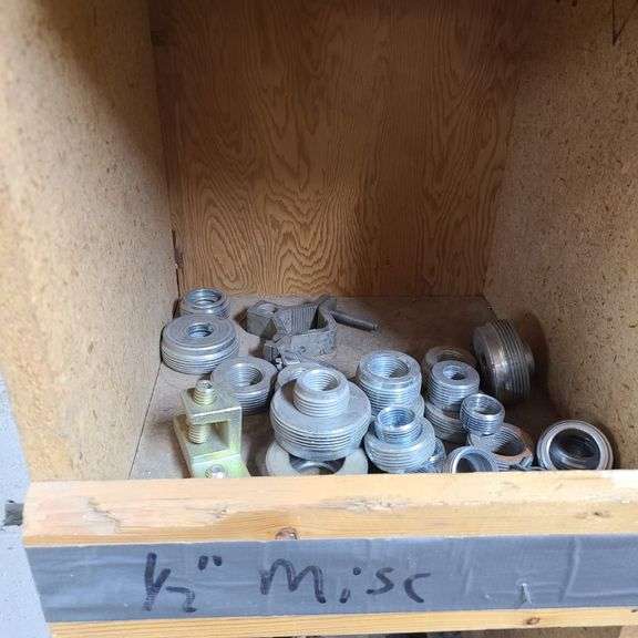 Contents of Middle Two Rows of Bins: Connectors, Couplings, Locknuts, PBs, Metal Straps and More
