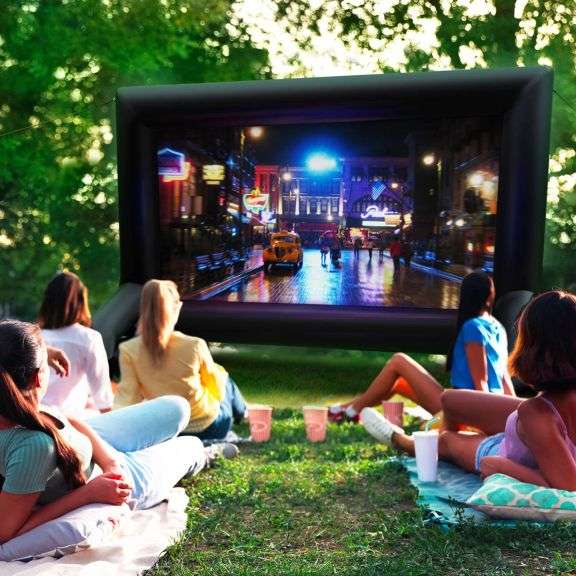 Inflatable Outdoor Screen with Built-In Stand