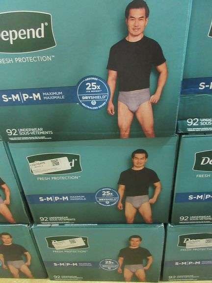 3) Depend Men's Underwear Size S/M