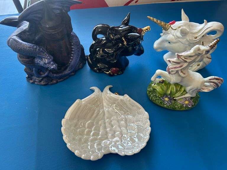 Dragon, Unicorn Glass Figures