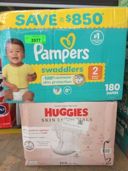 Pampers Swaddlers Size 2, Huggies Skin Essentials Size 2