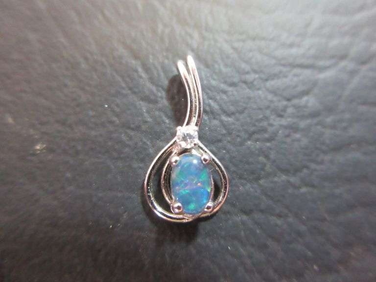 Pendant with Opal and Faux Diamond
