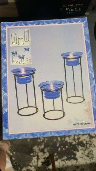 Votive Candle Trio Blue Nib Set