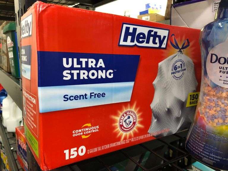 Hefty Ultra Strong Drawstring Bags, 2) Downy Ultimate Fusions Scent Booster