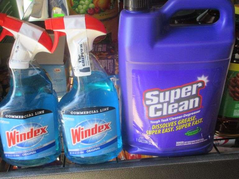 2) Windex Glass Cleaner, Super Clean Degreaser