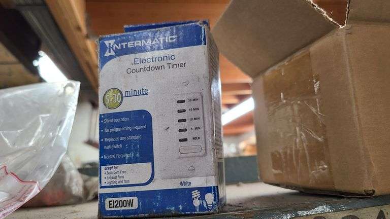 Contents of Bin: Wire, Outlets, Plugs, Incandescent Dimmer, Wall Plates, Duplex Receptacle, Switches