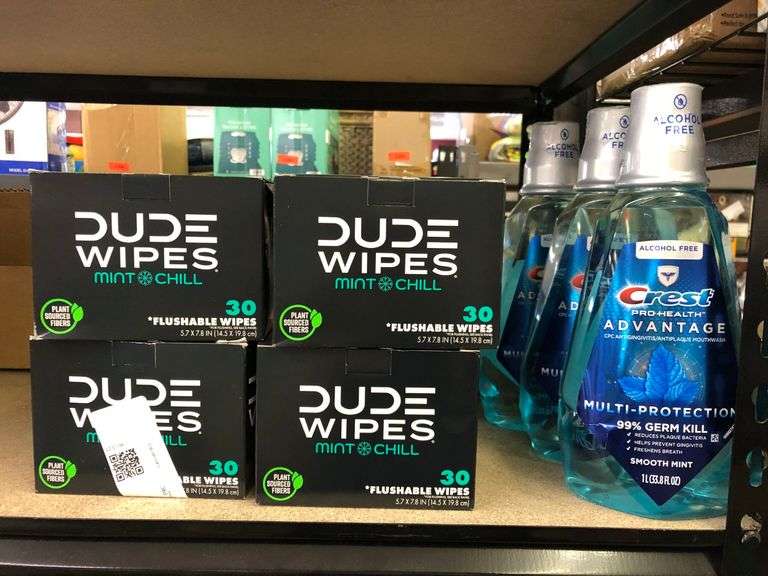 4) Dude Wipes, 3) Crest Mouthwash