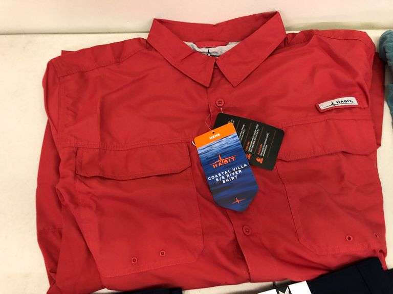 Habit River Tee, Weatherproof Button Down, Chubbies Floral Button Down, 2) Slim Fit Performance Pant