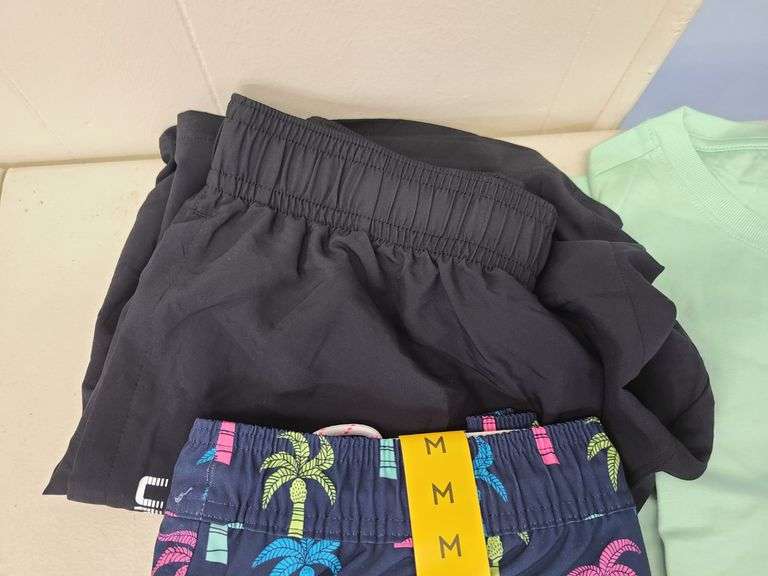 7) Men's Swim Shorts, T-Shirts, Button Down Shirt