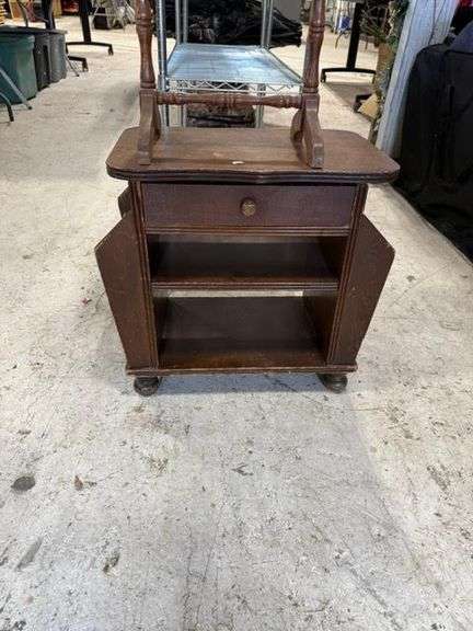 Wooden Side Table with Drawer, Wooden Sewing Box