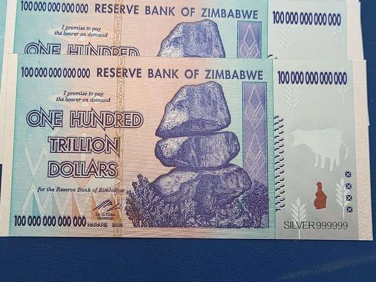 Silver Color Zimbabwe Notes