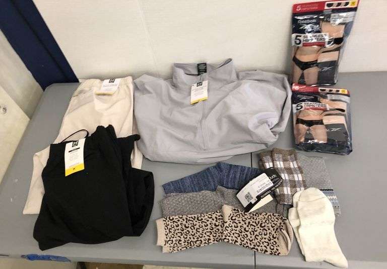 2) Reebok Hipsters, Half Zip Pullover, 2) Jogger, CuddlDuds Socks