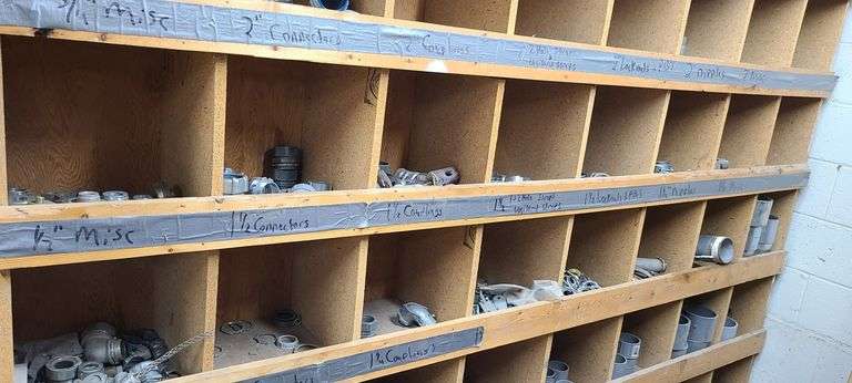Contents of Middle Two Rows of Bins: Connectors, Couplings, Locknuts, PBs, Metal Straps and More