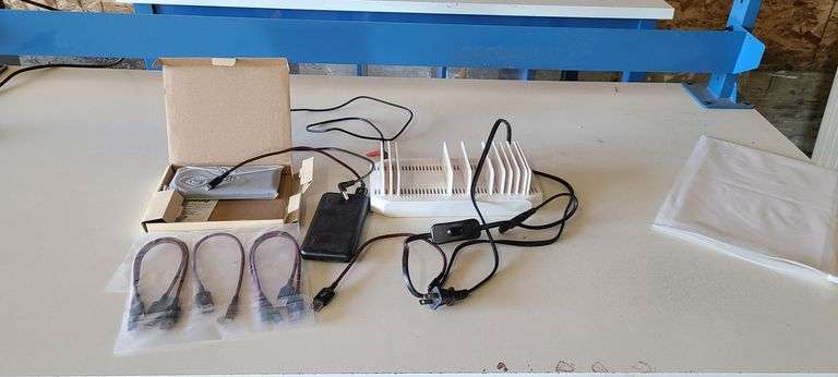 Assorted Charging Cords, Charging Station, 2) Charging Blocks, etc.