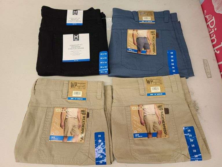 Stretch Denim Pants, 2) Pair Utility Shorts