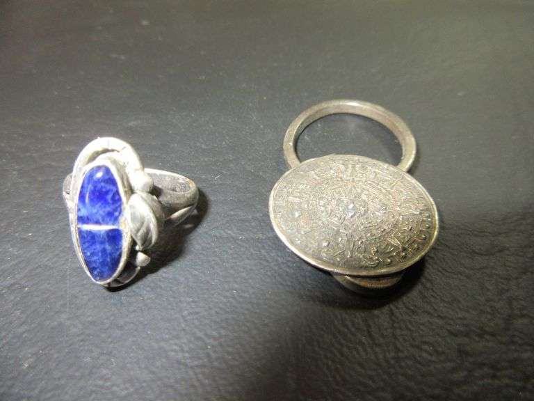 Sterling Silver Key Fob, Ring with Blue Stone