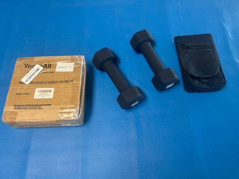 Heavy Duty Phone Holster, 5lb Dumbbells, Metal Resistance Band Handles