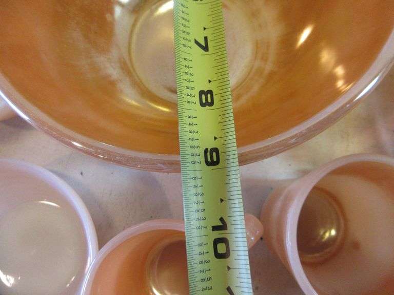 Fire King Peach Luster Bowls, Cups, Saucers