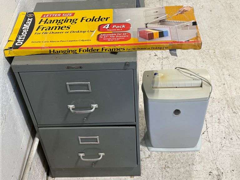 Filing Cabinet, Hanging Folder Frames, Paper Shredder