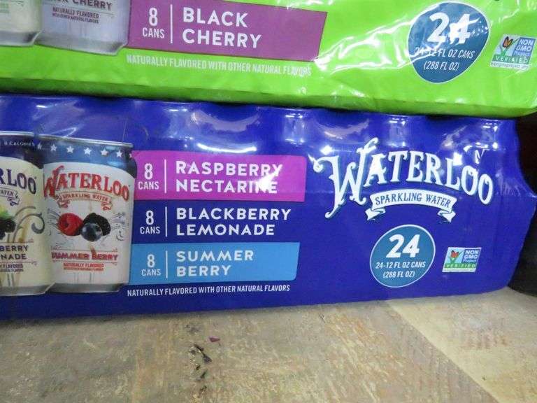 Bubly Sparkling Water, 2) Waterloo Sparkling Water