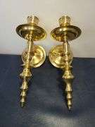 Assorted Brass Items (Candle Sticks, Plates and Vase)