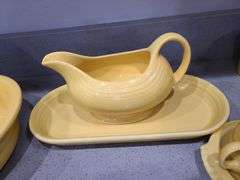 Yellow Fiesta Ware 30 Pcs.: Plates, Bowls, Pitcher, Cups, Sugar Bowl