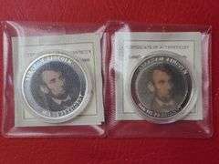 2) Abraham Lincoln Image Changing Coins, 2) Abraham Lincoln Presidential Dollar Trial Coins