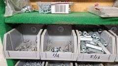 Shelving Unit With Contents: Screws, Washers, Spring Nuts, Fasteners, Screw Anchors and More