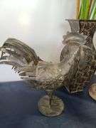 2) Roosters, Artificial Flowers