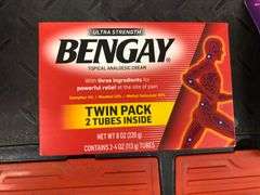3 Pack Q-tips, Systane Lubricating Eye Drops, Bengay Tropical Analgesic Cream, Allegra Allergy 24HR,
