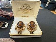 3) Watches, Cameo Clip Earrings