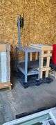4 Pallets, Wooden Work Table, Metal Work Table, Large Trash Can