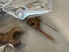 * Asbestos Sad Iron Door Stop, Wrenches, Chain Link Breaking Tool, Screwdrivers, Gear Wrench Service
