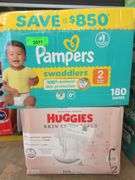 Pampers Swaddlers Size 2, Huggies Skin Essentials Size 2